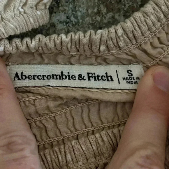 Abercrombie & Fitch Puff Sleeve Smock Top Neutral Cottagecore Square Neck Small - Picture 5 of 8